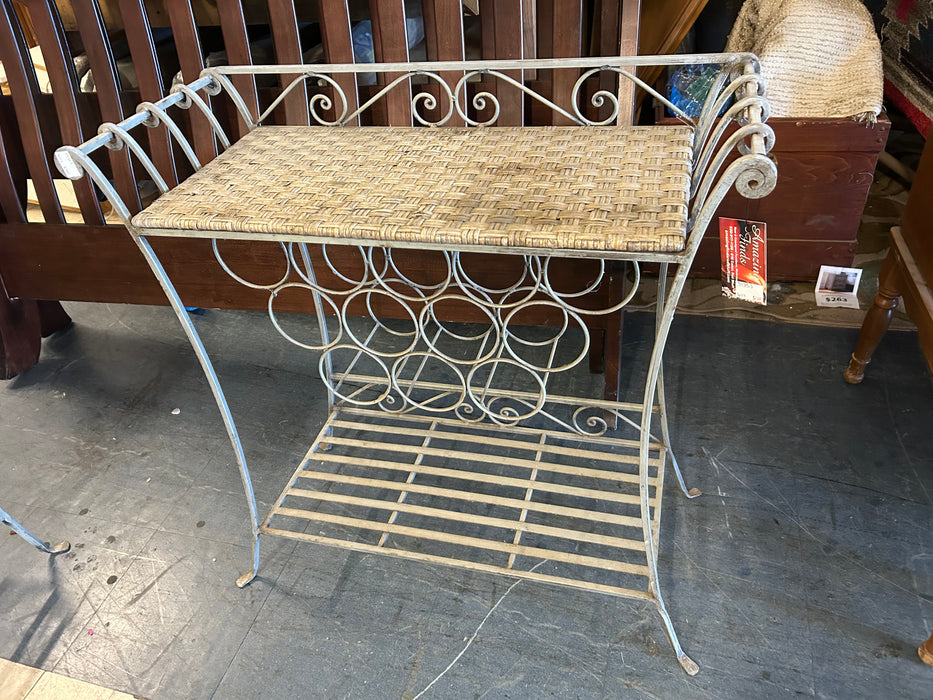 Pier 1 natural silver iron metal/wicker wine rack 34353