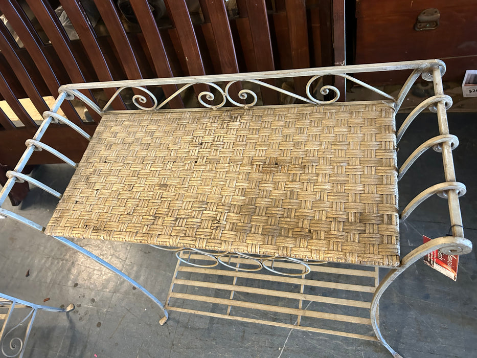 Pier 1 natural silver iron metal/wicker wine rack 34353