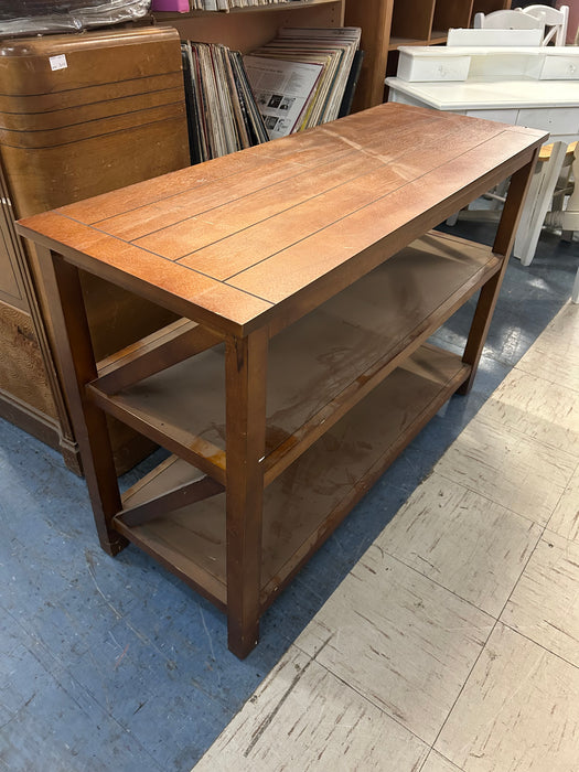 Wood finish console table with 2 shelves 34356