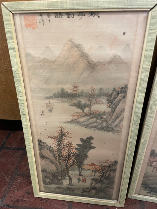 Vintage oriental mountain painting on silk 32143