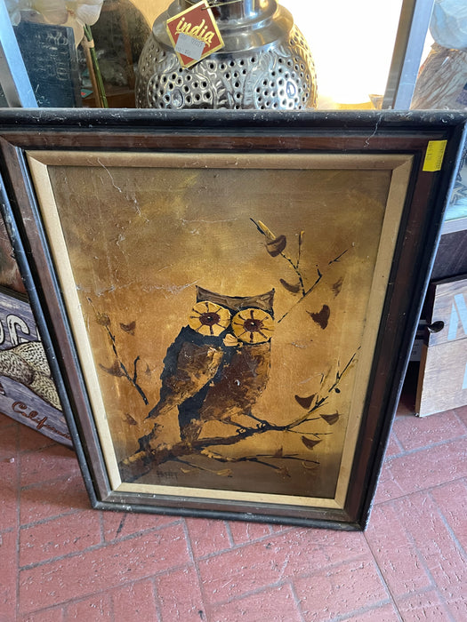 Hand painted owl painting framed on canvas 32147