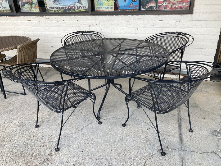 Wrought iron outdoor dining table with 4 chairs 5pc set 32206