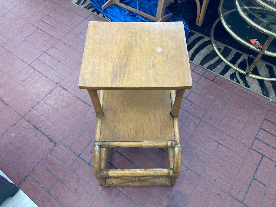 Vintage rattan side end table for outdoor patio or indoor 32194