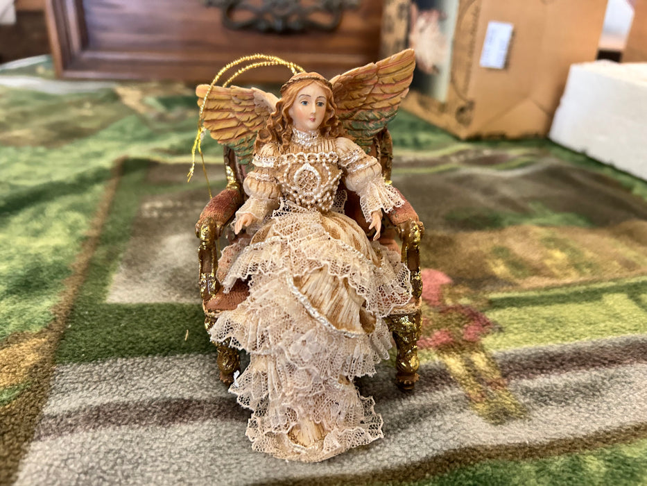 The House of Louis Nichole Angel in chair Christmas ornament 33614
