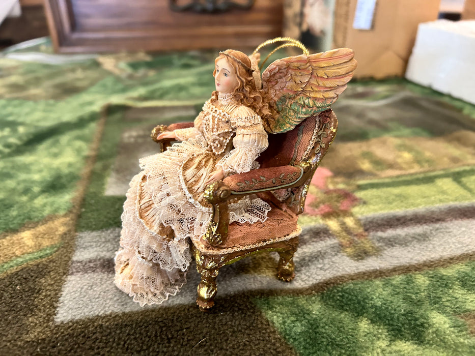 The House of Louis Nichole Angel in chair Christmas ornament 33614