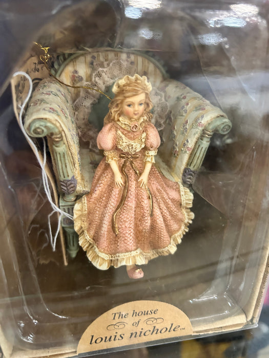 The House of Louis Nichole Girl in chair Christmas ornament 33619