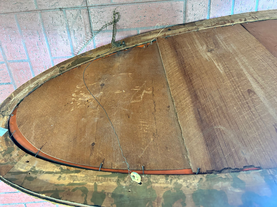 Ornate antique beveled oval gold mirror 33636