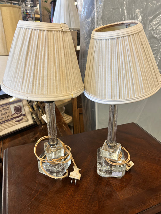 Antique etched glass small table lamps 33639