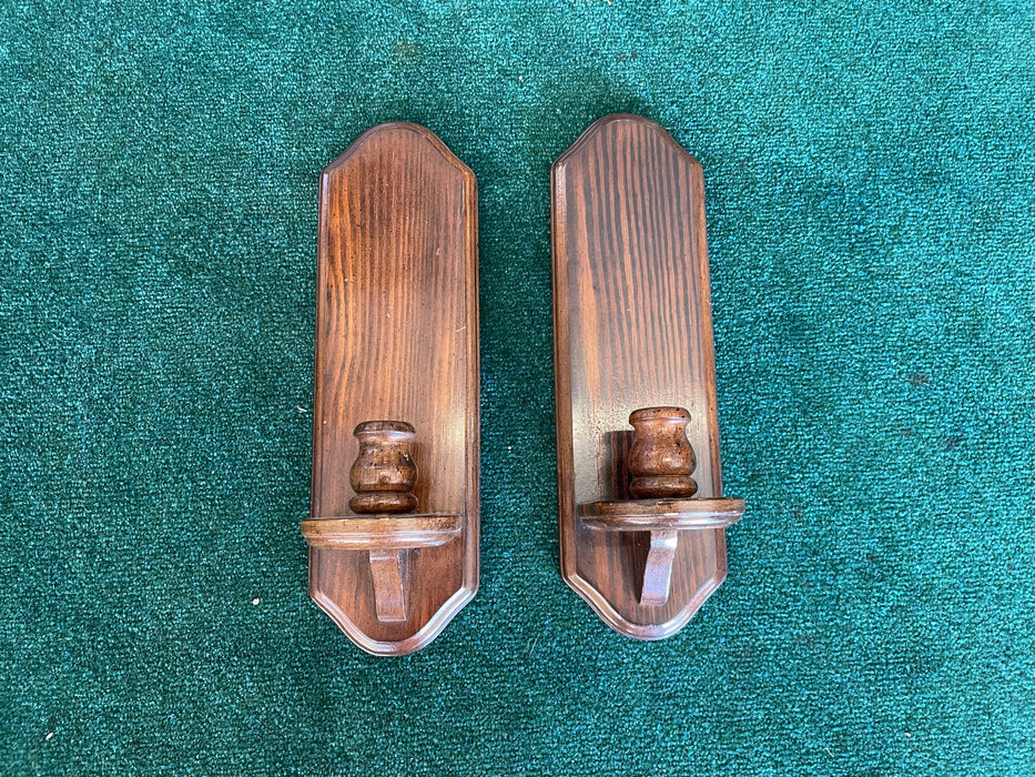 Wood wall candle sconces 2pc set 32217