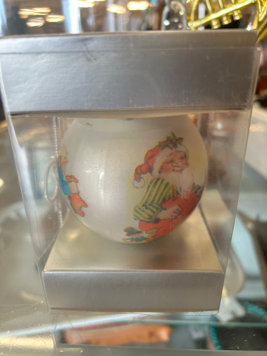 Hallmark Tree Trimmer Christmas glass ornament Santa with elves in original box 33690