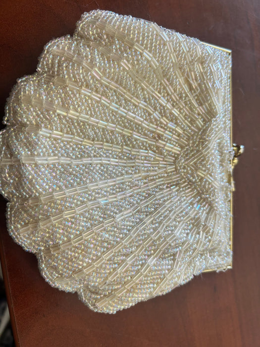 Coloriffics iridescent white beaded clutch/ purse 33700
