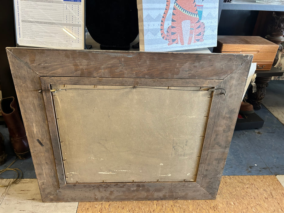 Woman picking grass framed and matted picture 33728