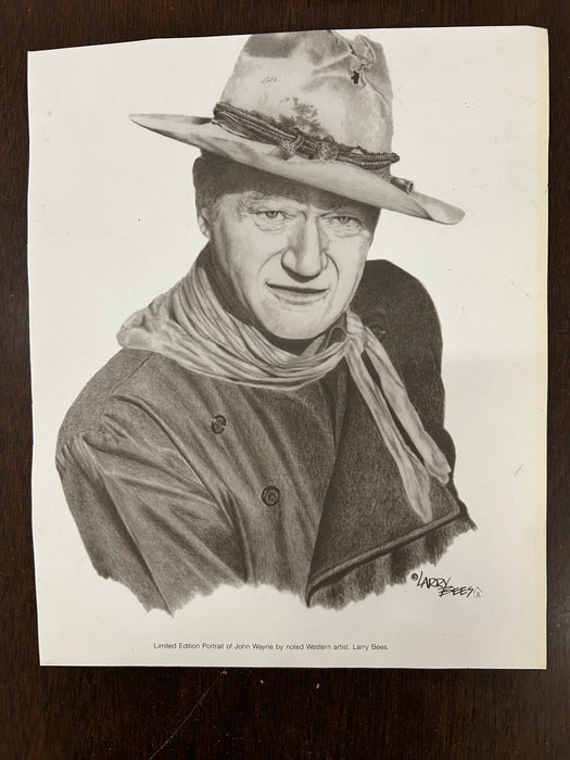Limited edition portrait framed picture of John Wayne by noted western artist Larry Bees 33732
