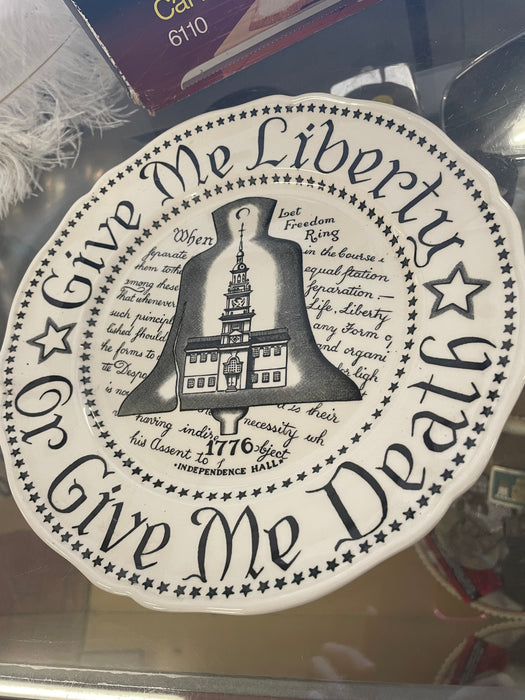 Vintage Royal Crawnford Staffordshire England " Give me liberty or give me death" plate 32249