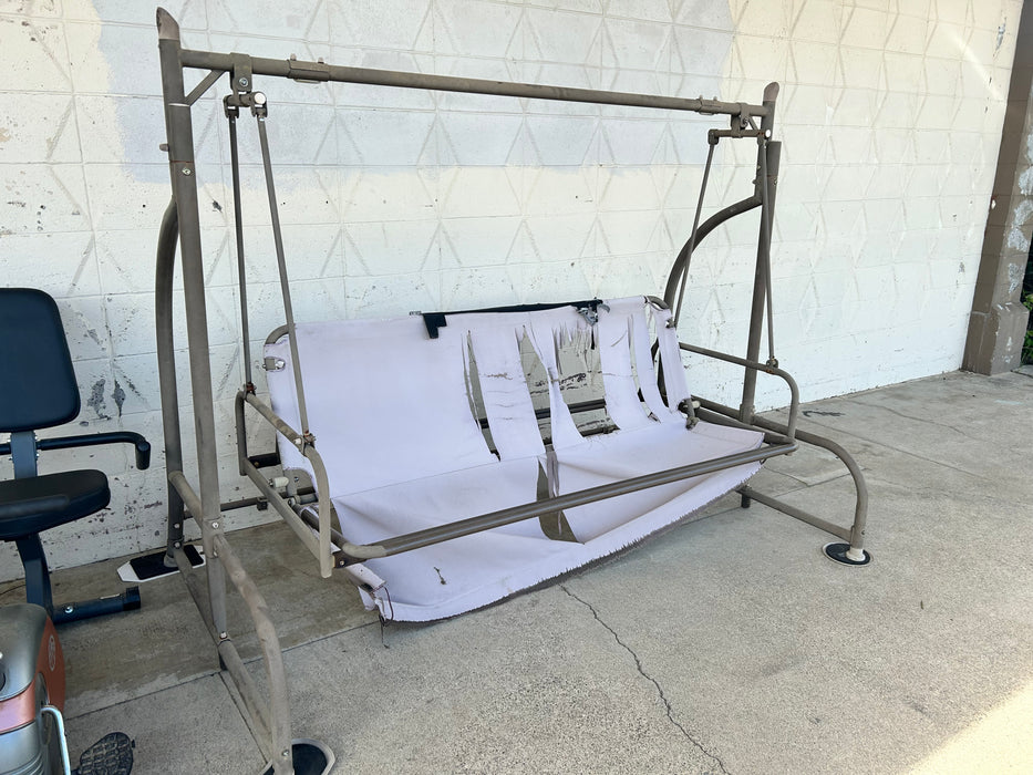 Outdoor metal swing frame futon converts to bed 33738