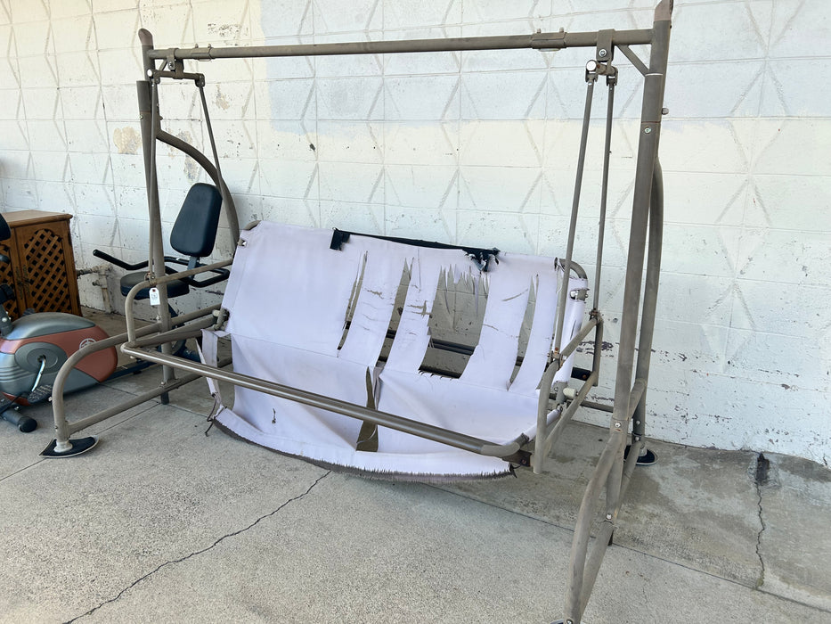 Outdoor metal swing frame futon converts to bed 33738