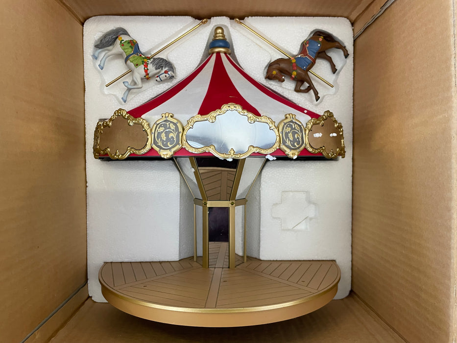 Hallmark carousel display with 2 horses 32489