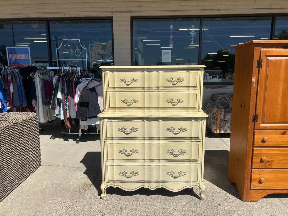 Wood French Provincial highboy chest of drawers dresser 34222