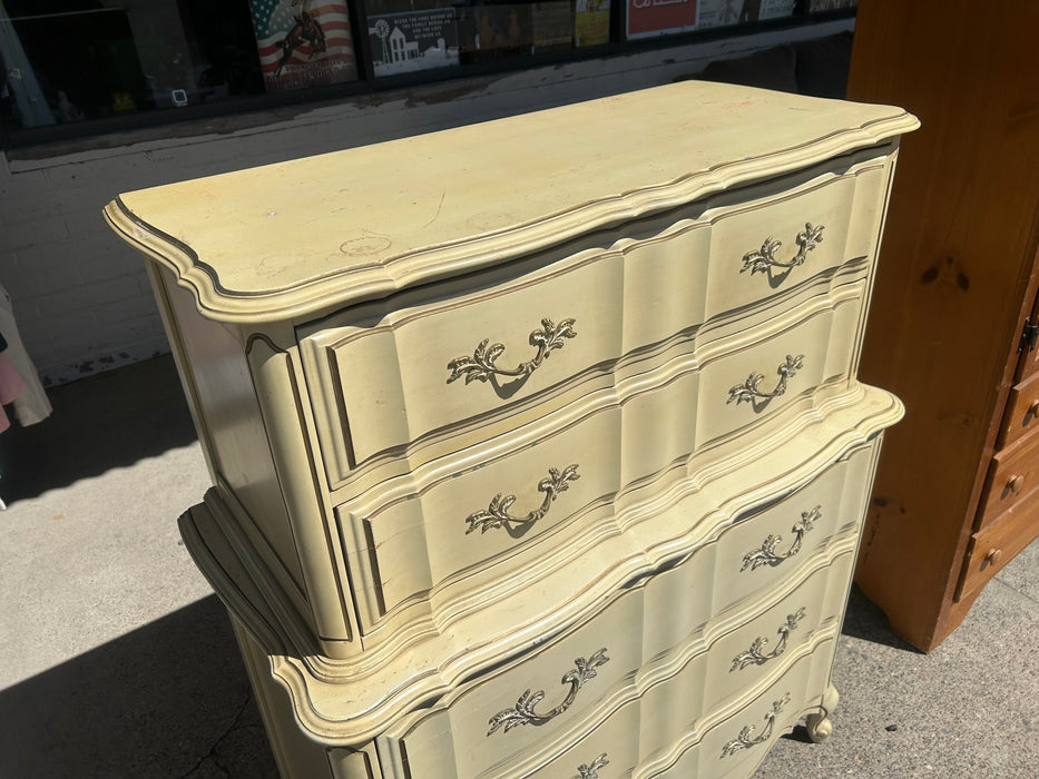 Wood French Provincial highboy chest of drawers dresser 34222
