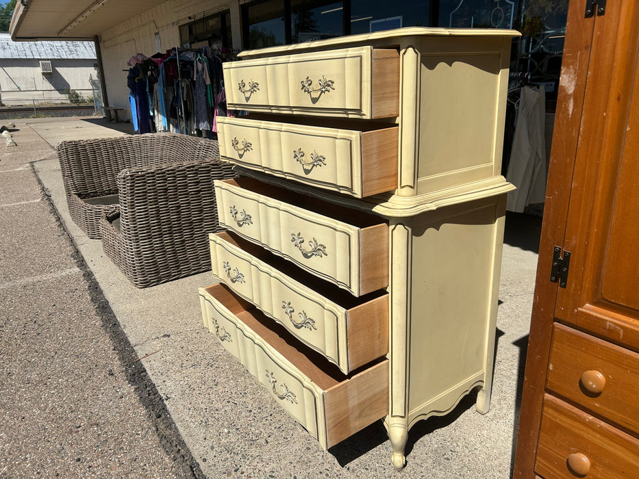 Wood French Provincial highboy chest of drawers dresser 34222