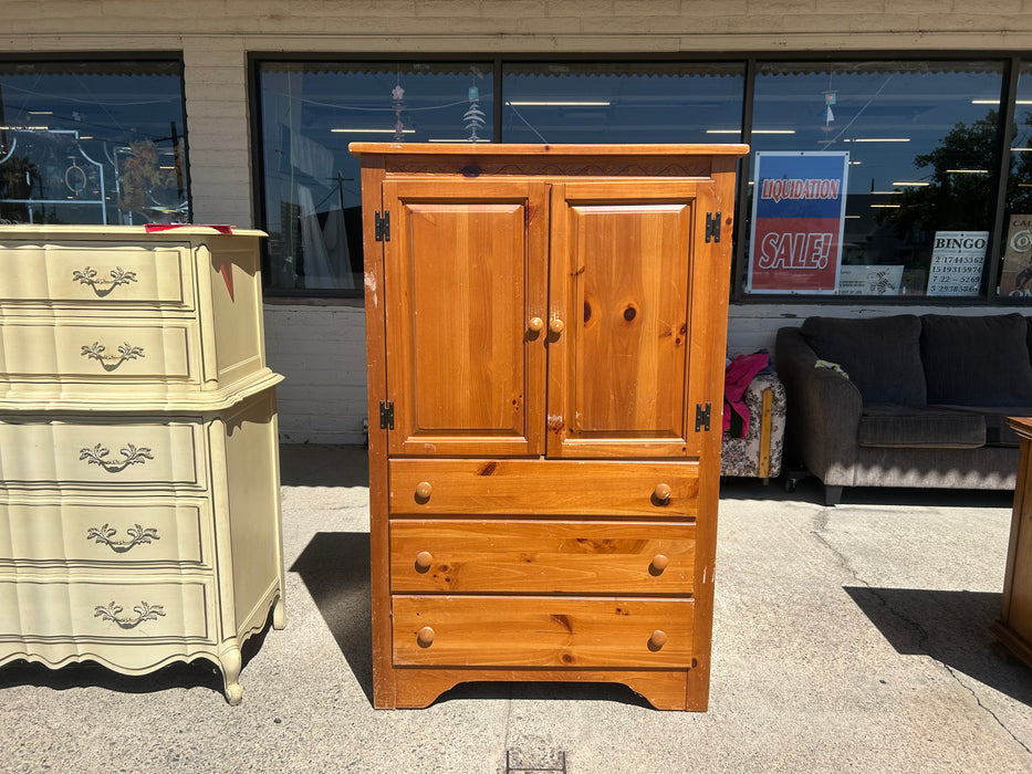 Knotty pine 3 drawer armoire chest of drawers dresser 34224