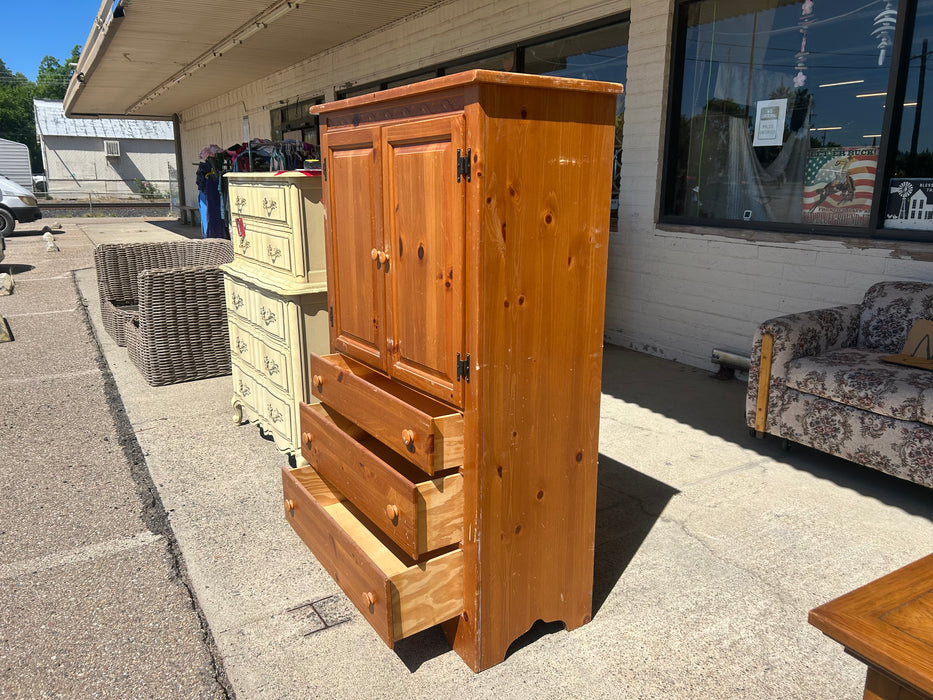 Knotty pine 3 drawer armoire chest of drawers dresser 34224