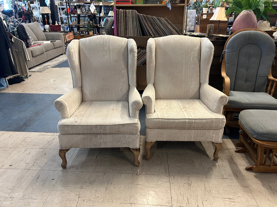 White wingback wing back chairs 34226
