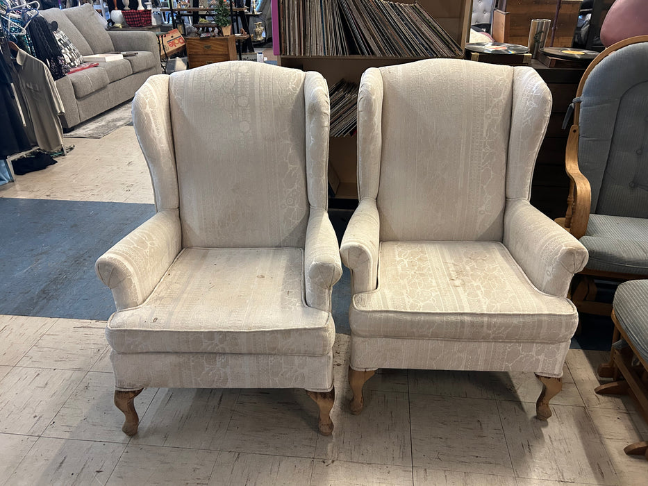 White wingback wing back chairs 34226