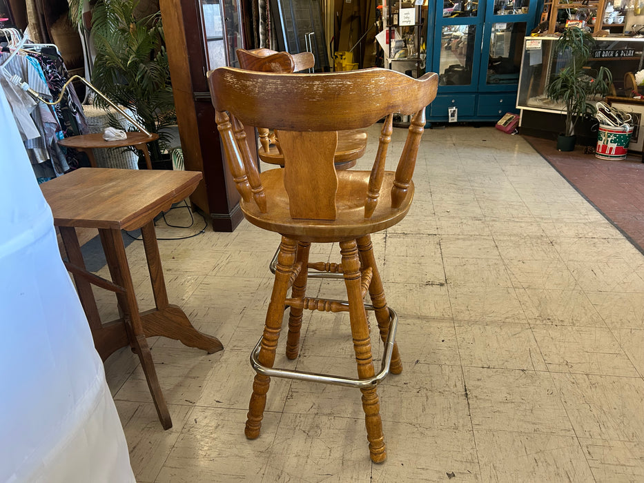 Vintage wooden oak barstools swivel bar stools 30 inch seat height 34228