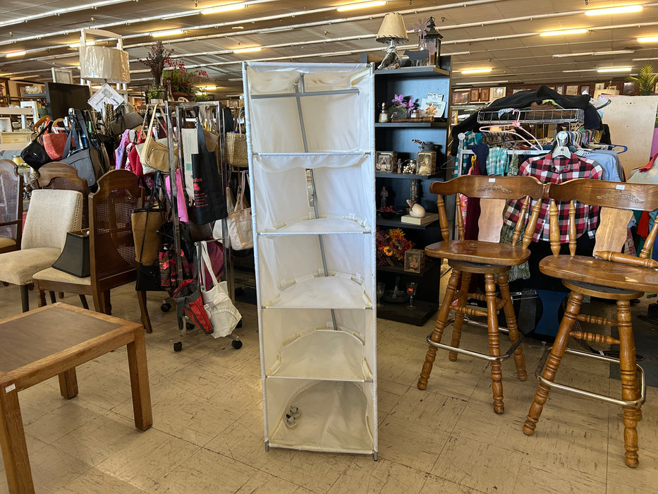 5 Tier white fabric storage wardrobe closet armoire with metal frame 34234