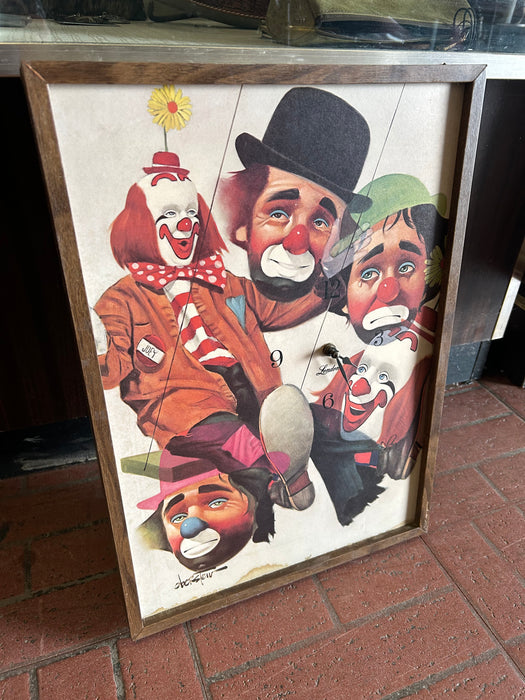 Wooden Oberstein clown wall clock 34249