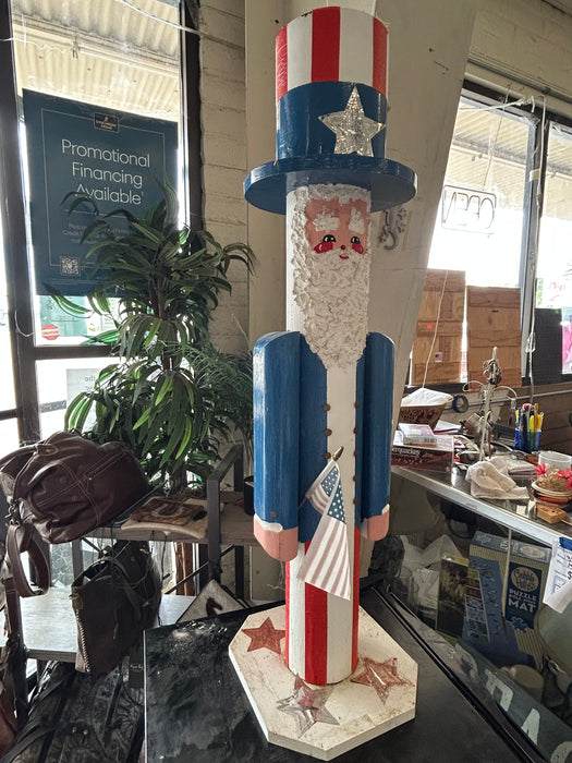 Wooden handmade Uncle Sam patriotic figurine 34258