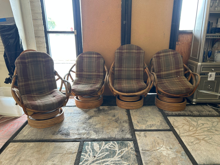 Vintage rattan swivel chairs 34260