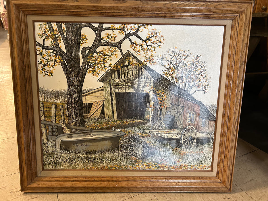 Rustic barn scene picture by H. Hargrove 34267