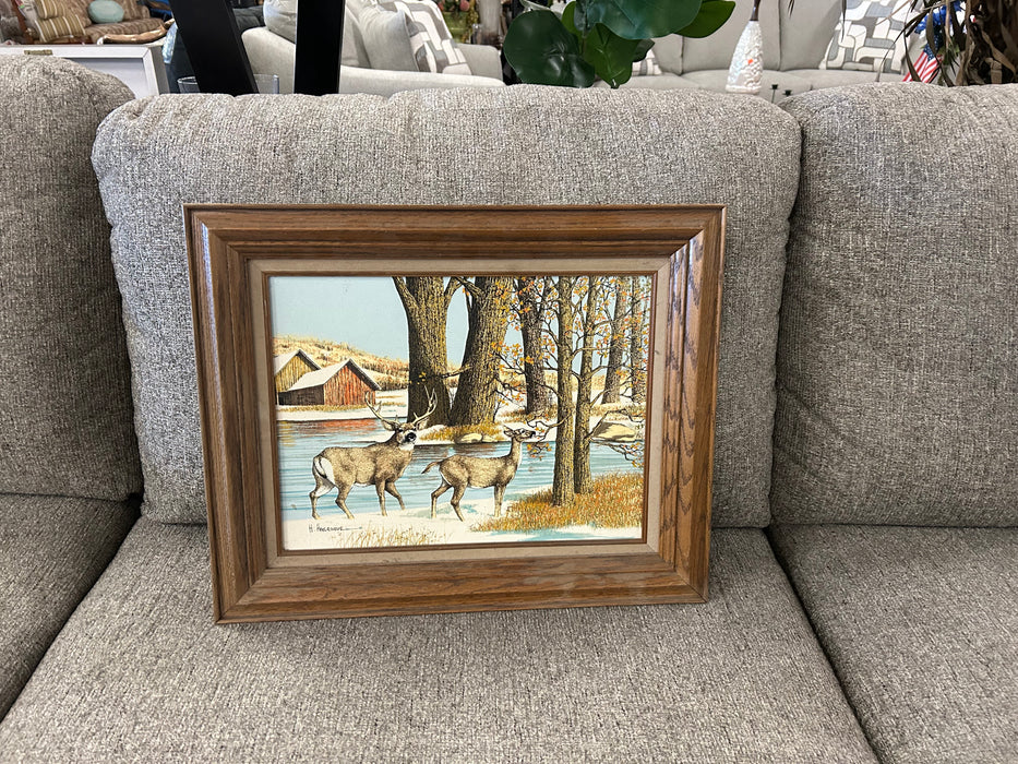 Winter deer scene picture by H. Hargrove 34268