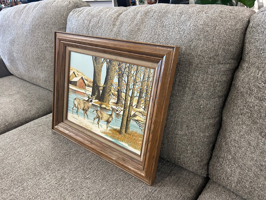 Winter deer scene picture by H. Hargrove 34268