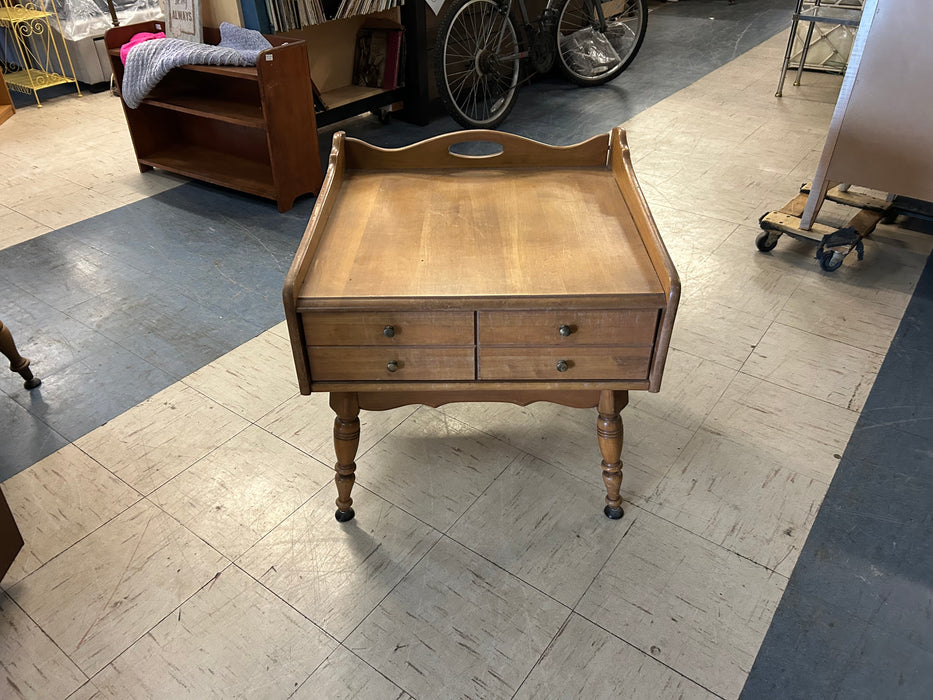 Vintage wood 1 drawer side end table 34273
