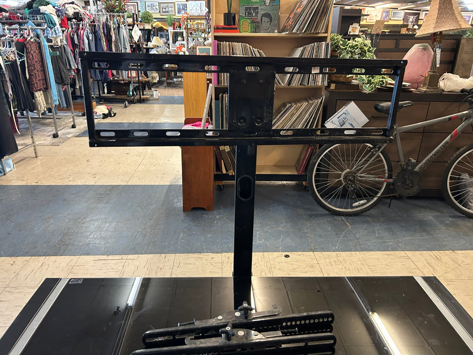 Black glass TV stand with open shelving 34277