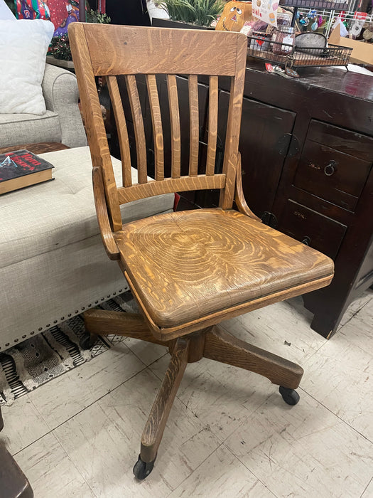 Wood adjustable swivel rolling desk chair 33248