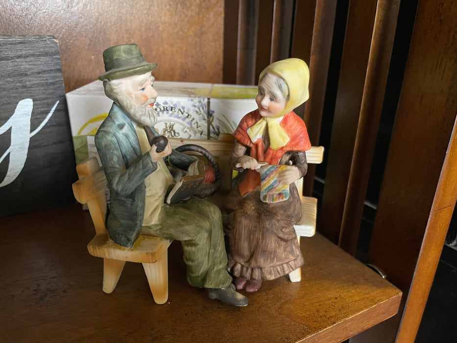 Vintage Lefton hand painted china old man and woman ceramic figurine 31622