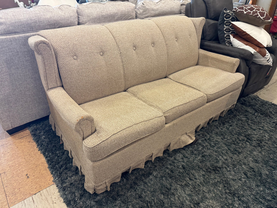 Vintage beige sleeper sofa couch bed on casters 33299