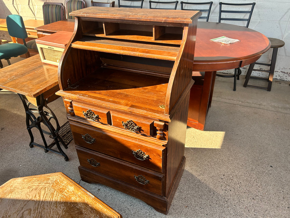 Small rolltop 3 drawer secretary desk 34001