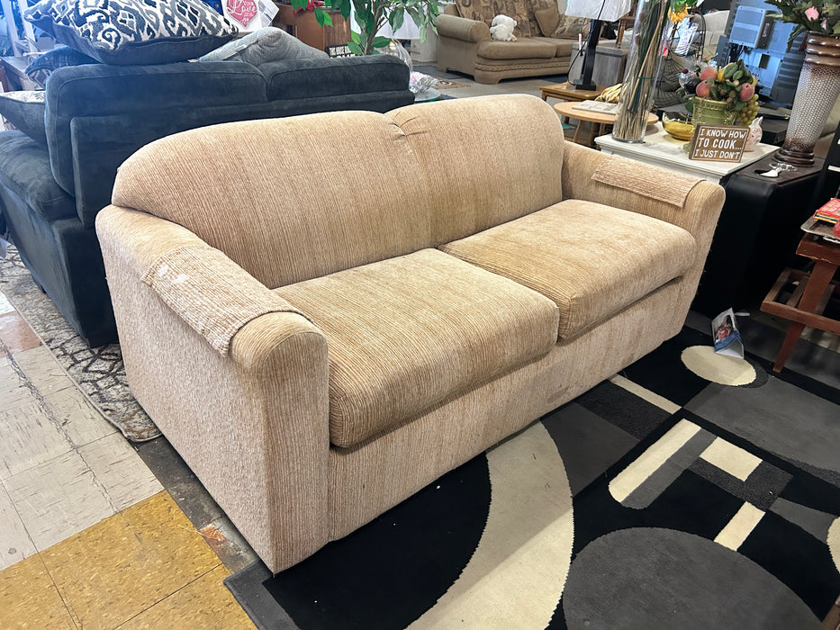 Beige loveseat sleeper sofa couch 34020
