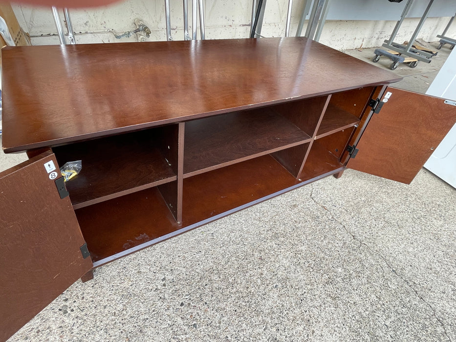 Wood TV stand with open shelf, 2 cabinets 31673