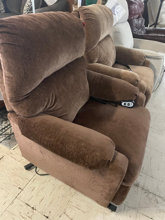 Power reclining medium brown upholstered recliner 31672