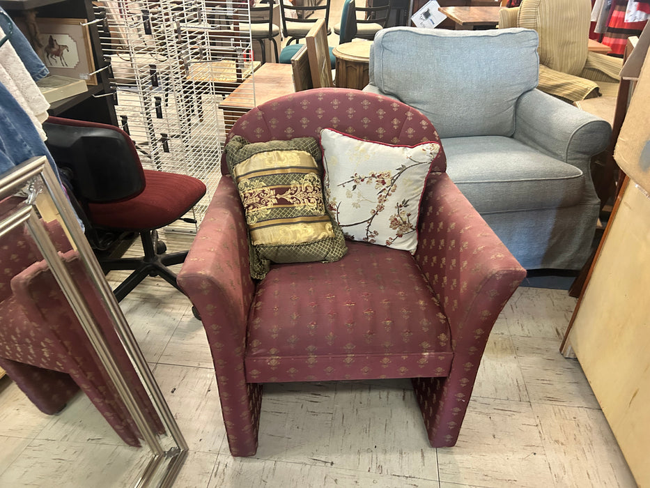 Maroon upholstered accent arm chair 33995