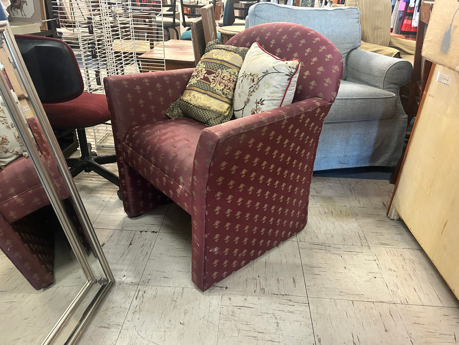 Maroon upholstered accent arm chair 33995