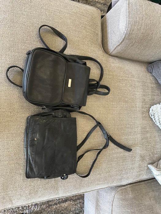 Black leather mini backpacks 31474