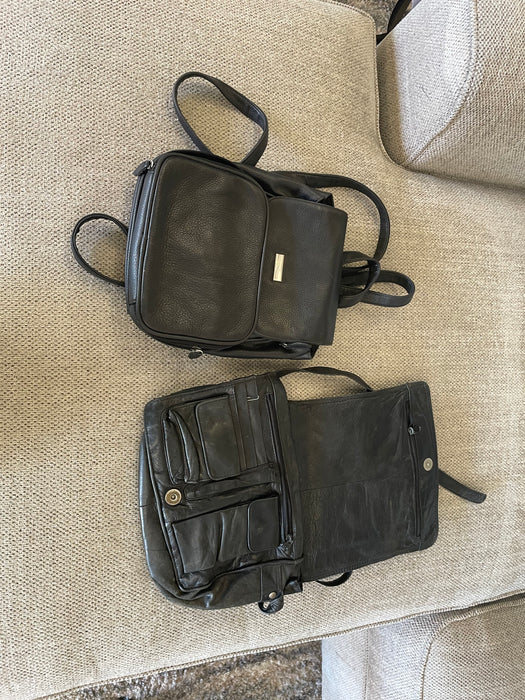 Black leather mini backpacks 31474