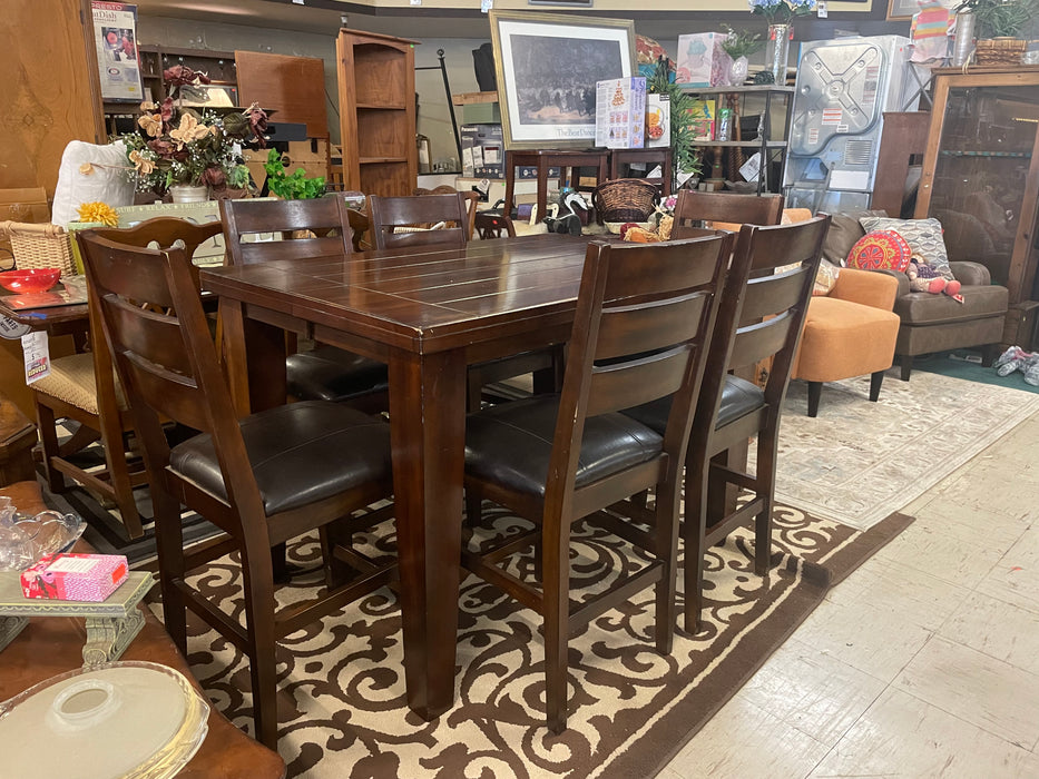 Larchmont collection counter height dining table w/ leaf, 6 chairs 33030